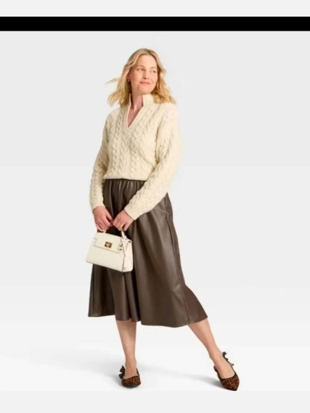 A New Day Women's Faux Leather Skirt Dark Brown Size M